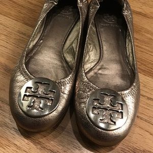 Silver Tory Burch Flats